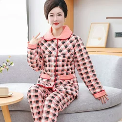 In The Elderly Thickened Warm Pure Cotton Pajamas, Winter Women's Three-layer Padded Mother's Padded Jacket Loungewear Comfort