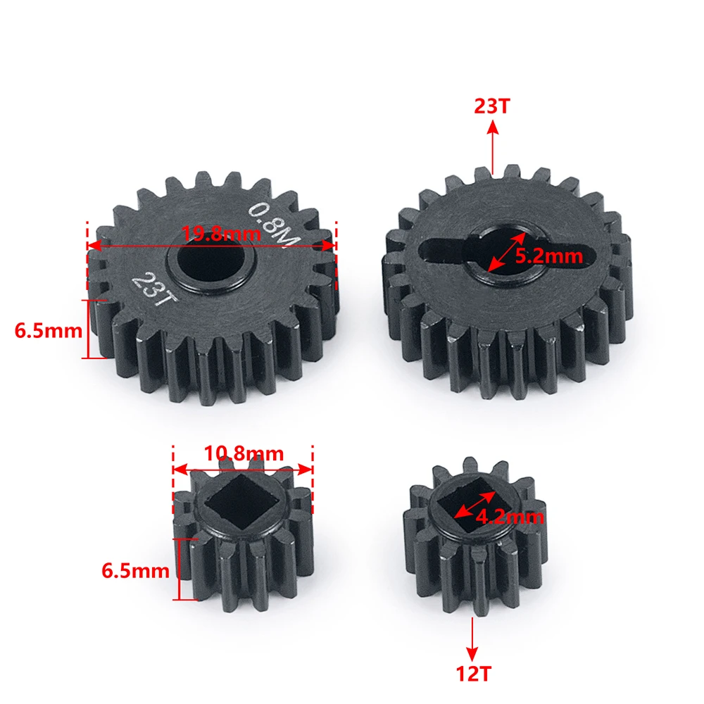 YEAHRUN 4szt Metal 0.8M 14+21T 12+23T Overdrive Portal Gears For 1/10 Axial Capra 1.9 UTB AXI03004 AXI03000 RC Crawler Car