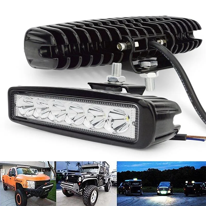 18w 6 LED Car Work Light DRL Spotlight High Bright Waterproof Auto Offroad SUV Truck Headlight Driving Warning Lamp 12-24V 6000K