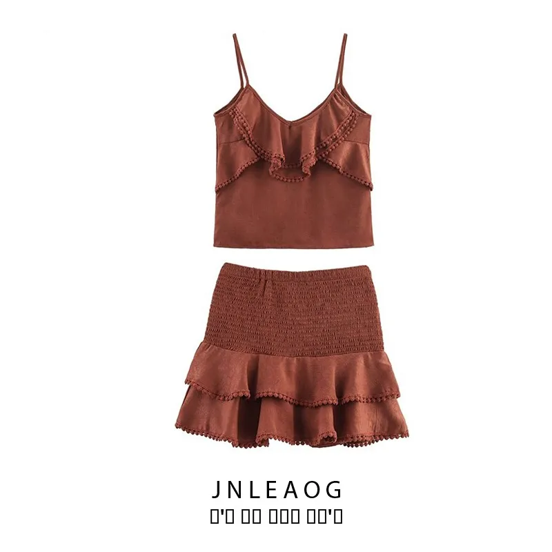 Ele decorações em camadas femininas Dr JNLEAOG outono novo sle saia de bolo de cintura alta V-Ne Svel casual zíper ba