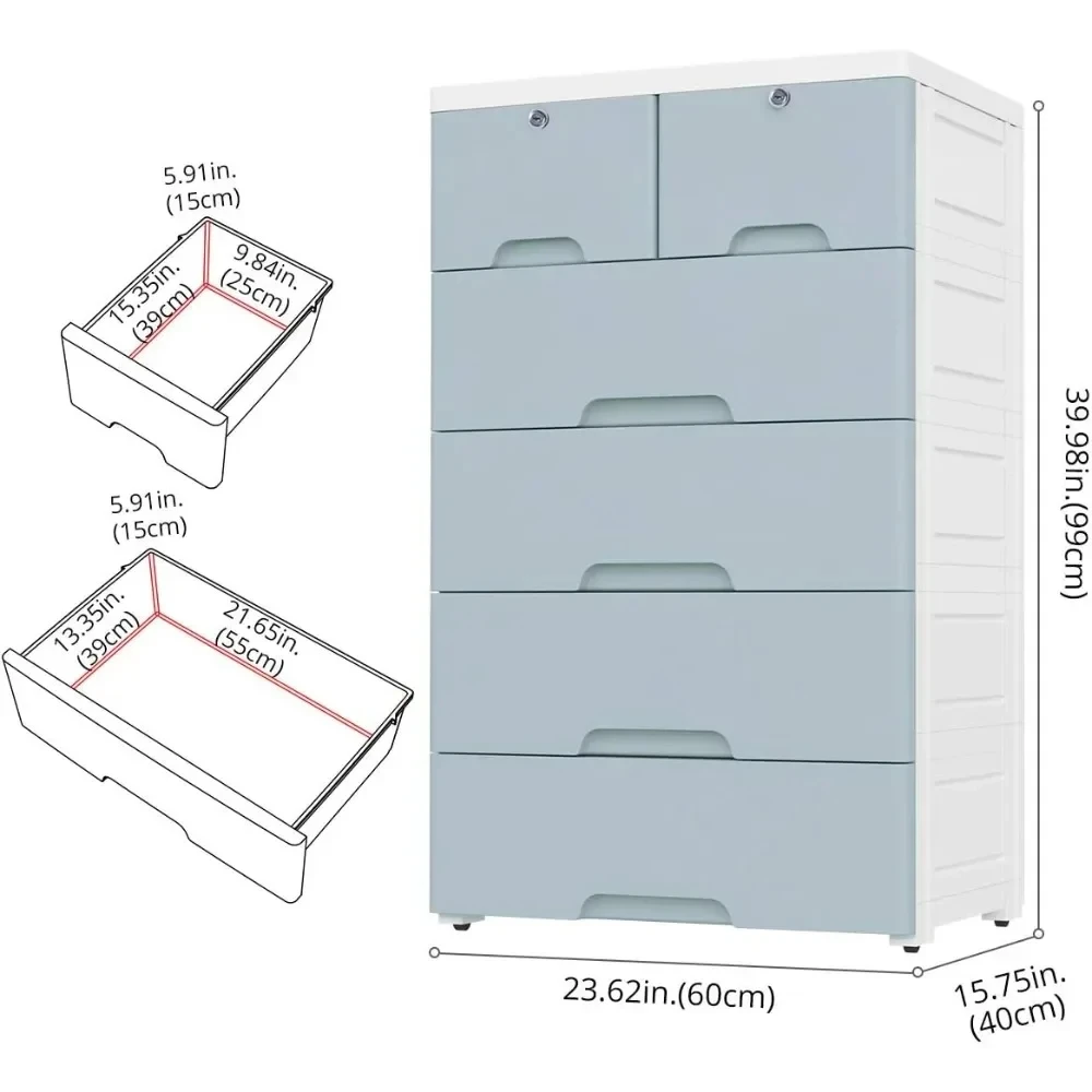 Plastic Drawers Dresser,Storage Cabinet with 6 Drawers,Closet Drawers Tall Dresser Organizer for Clothes,Playroom,Furniture