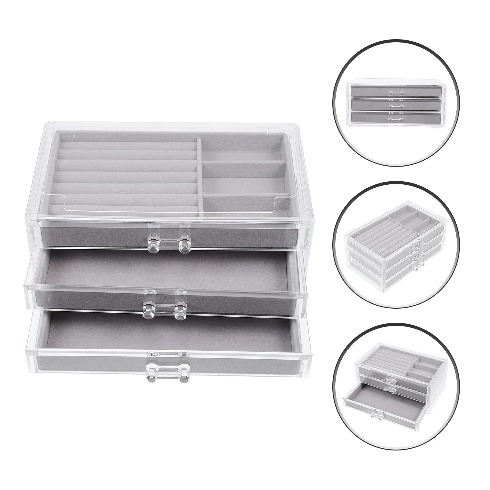 

Jewelry Box Transparent Acrylic Drawer Desktop Trinket Storage Organizer Multi-Function Jewelry Display Case Lightweight