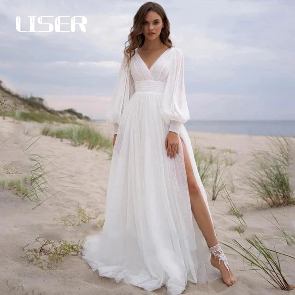 LISER Korea Style Wedding Dress A-LINE Square Collar Wedding Dresses vestido de noiva Sleeveless Wedding Gown Backless Bridal Go