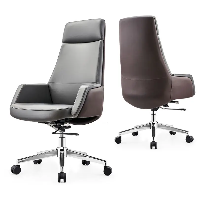 Leisure ergonomic home office chair, premium manager chair, high-back genuine leather office chair, luxurious design