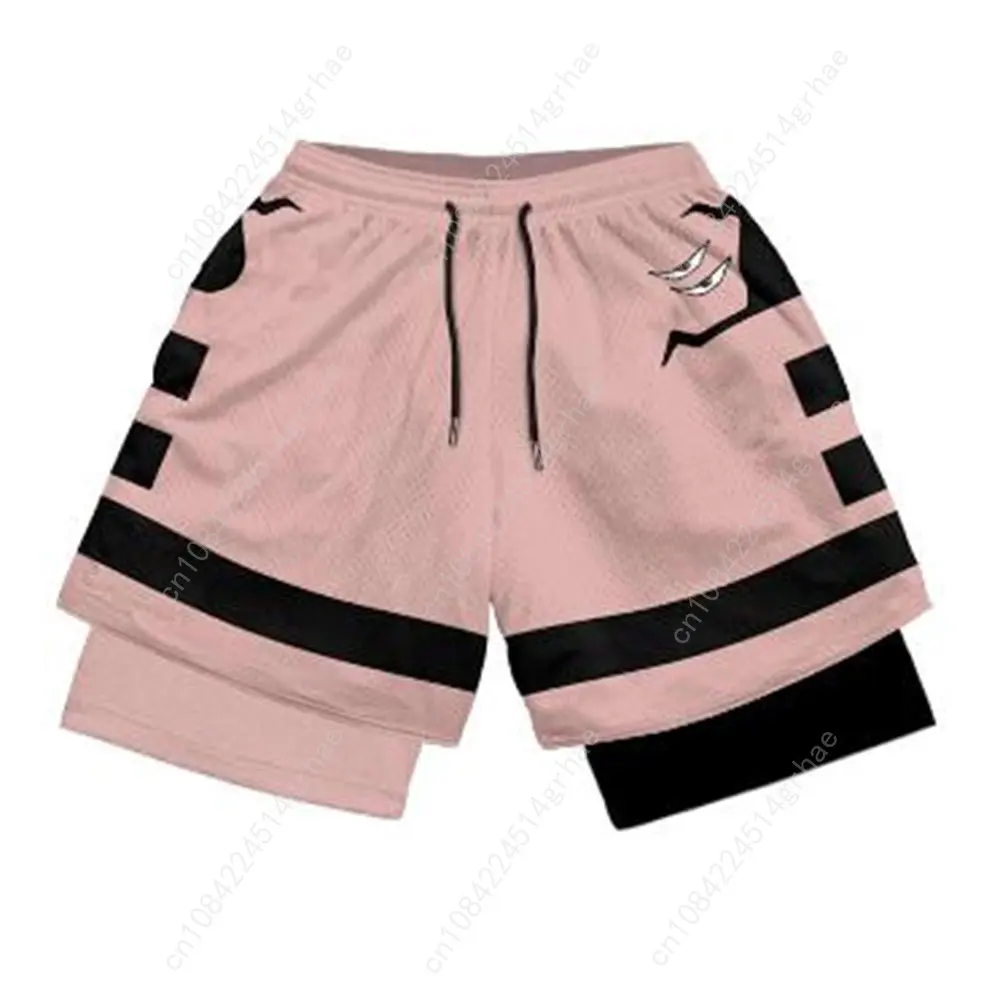 Anime Short Gyms Bilayer 2-in-1 Sports Shorts For Men Sweat-absorbent Quick-drying And Breathable Outdoor Sports Jogging Pants