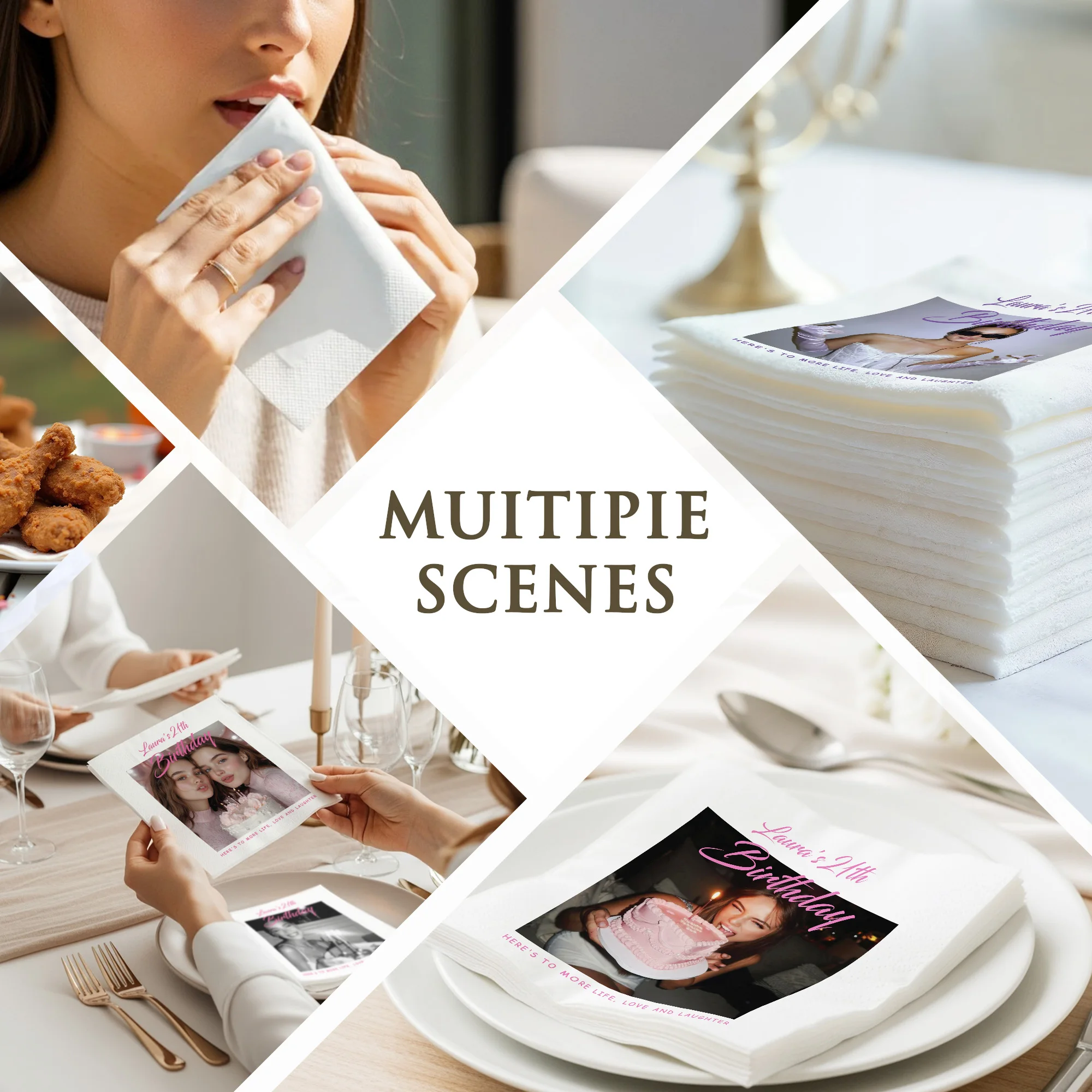 Custom Napkins 3 ply Personalized Cocktail Napkins Photo Disposable Paper Napkins For Birthday Anniversary Girls Night - view 6