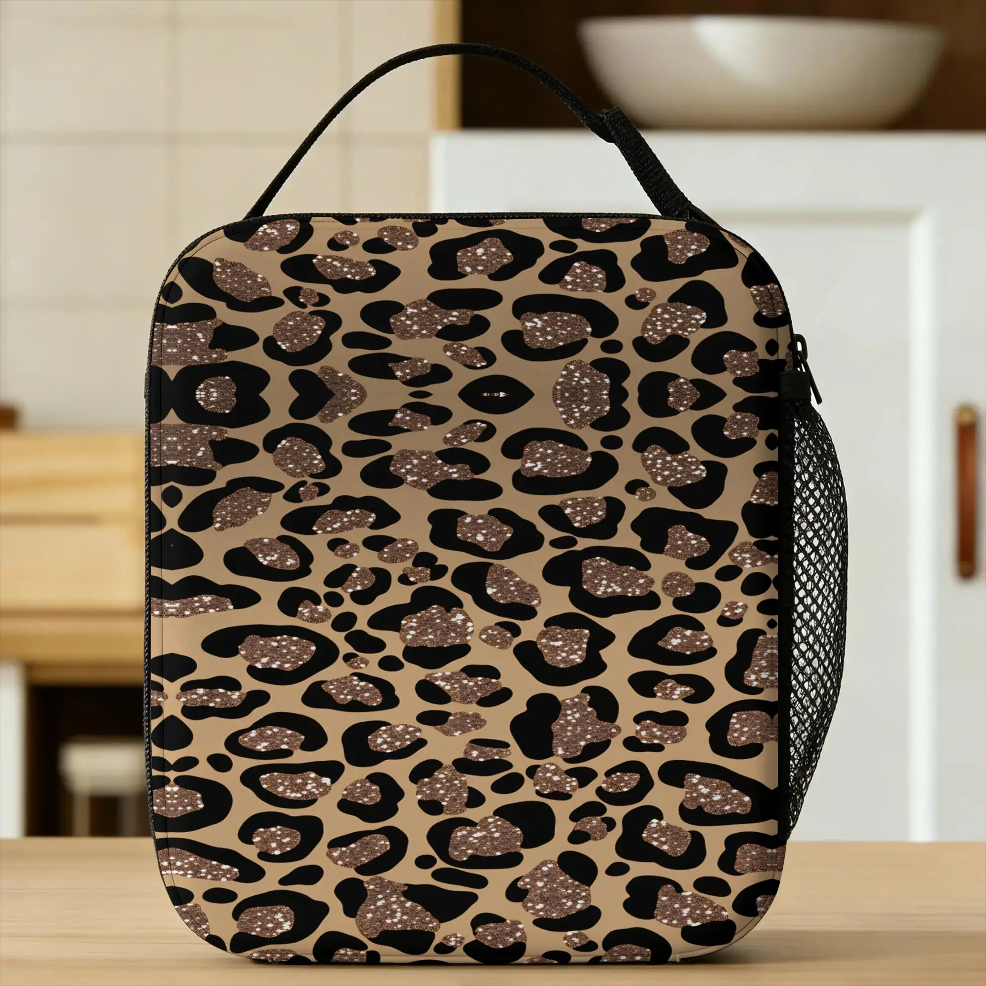 

Leopard Print Lunch Bag Office Lunch Box For Men Kawaii Designer Thermal Tote Handbags Oxford Portable Cooler Bag