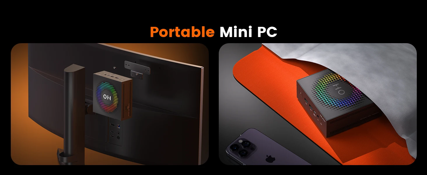 PELADN Gaming Mini PC AMD Ryzen AI 9 HX 370 (12 Cores,up to 5.1Ghz), 32GB LPDDR5X 1TB PCIe 4.0 SSD Dual 2.5G LAN USB4 20Gbps Type-C/DP/HD Mini Desktop Computer WiFi7 4K/60Hz Triple-Display USB3.2/BT5.4 Mini Computers