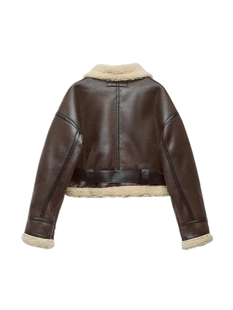 Ailegogo Autunno Inverno Donna Caldo sciolto pelliccia di agnello sintetica Cappotto corto Streetwear Cappotto femminile con cerniera retrò Capispalla