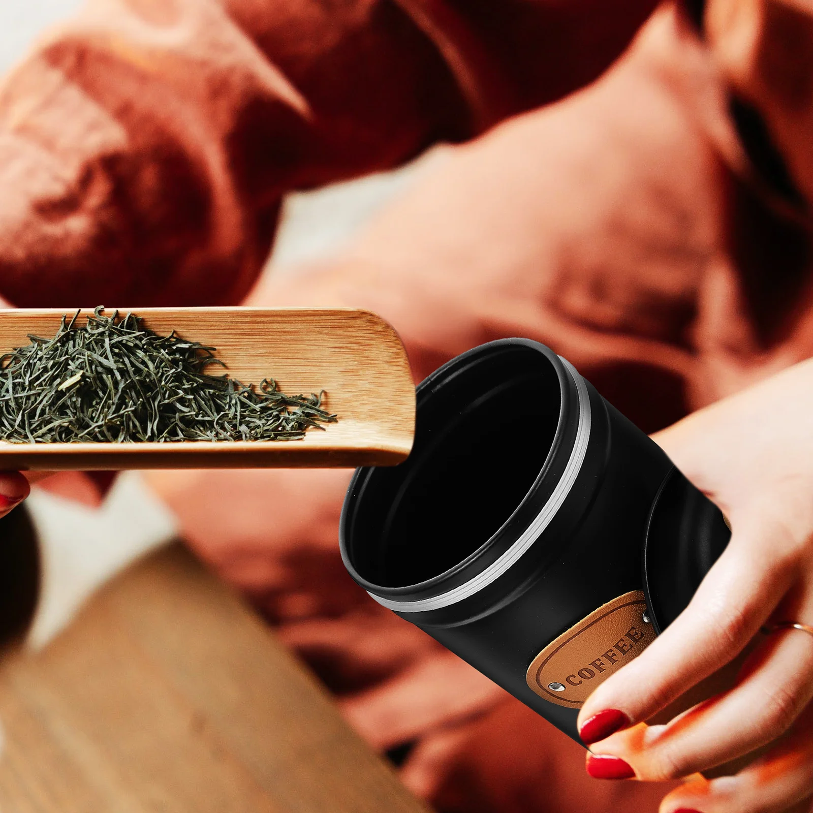 

Grain Storage Jar 1200Ml Airtight Kitchen Food Container For Tea Coffee Beans Spices Jars With Lids Home Organization