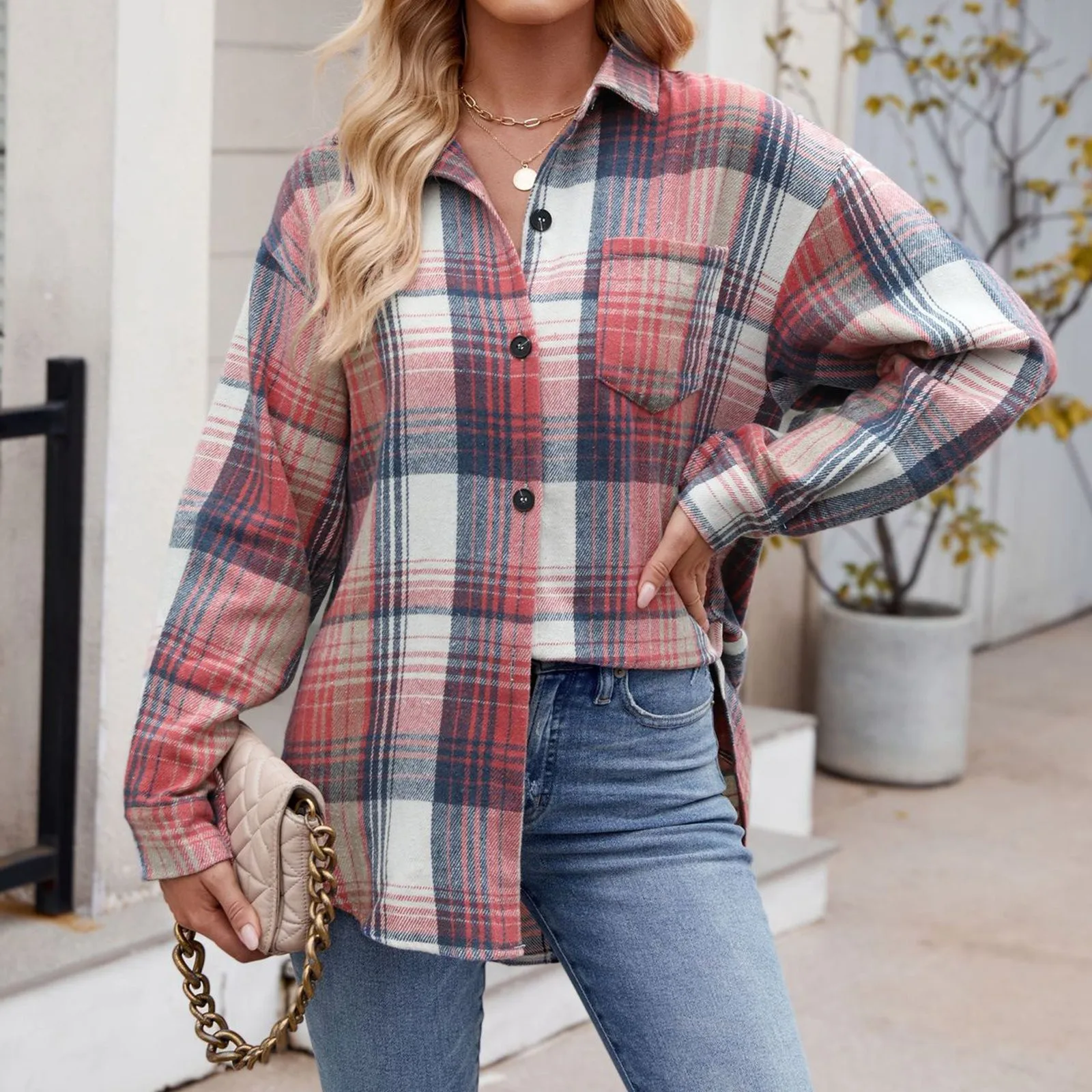 

Brand Casual Women's Flannel Plaid Shirt 2024 Autumn New Boutique Ladies Loose Blouse and Tops Female Long Sleeve Shirts Clothes