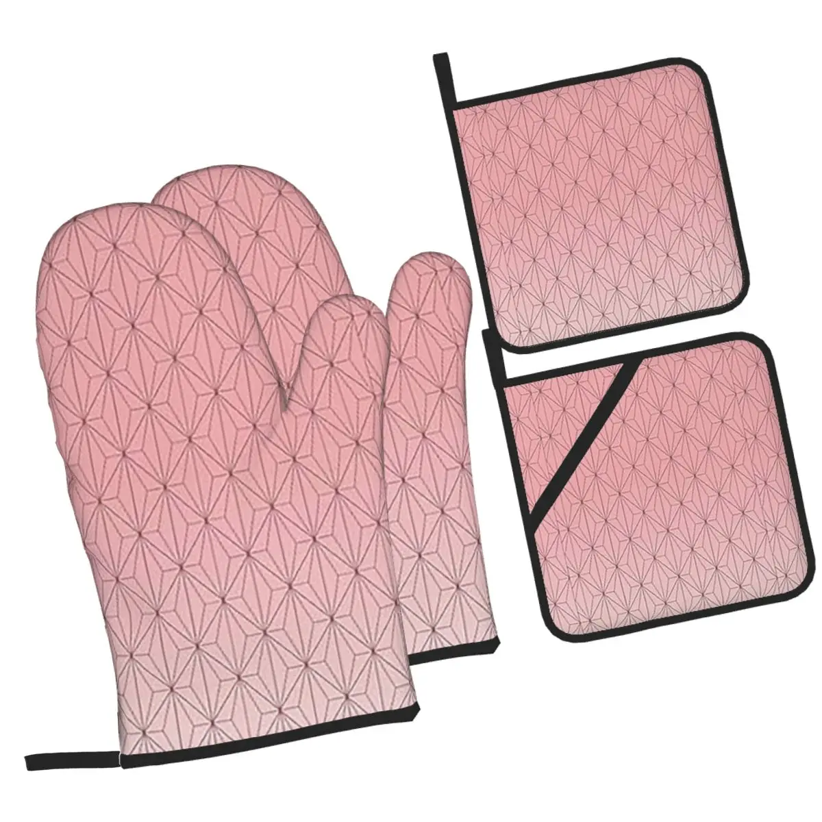 Nezuko Kimono Demon Slayer Kimetsu No Yaiba Anime Oven Mitts and Pot Holder Sets of 4 for Baking Kitchen Cooking Grilling Gloves