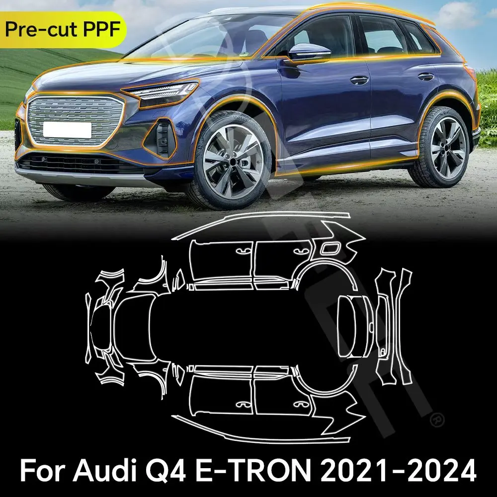 

For Audi Q4 E-TRON 2021-2024 TPU Paint Protection Film Clear Bra Car Body Pre-cut PPF Anti-Scratch Resistant Self-adhesive Cover