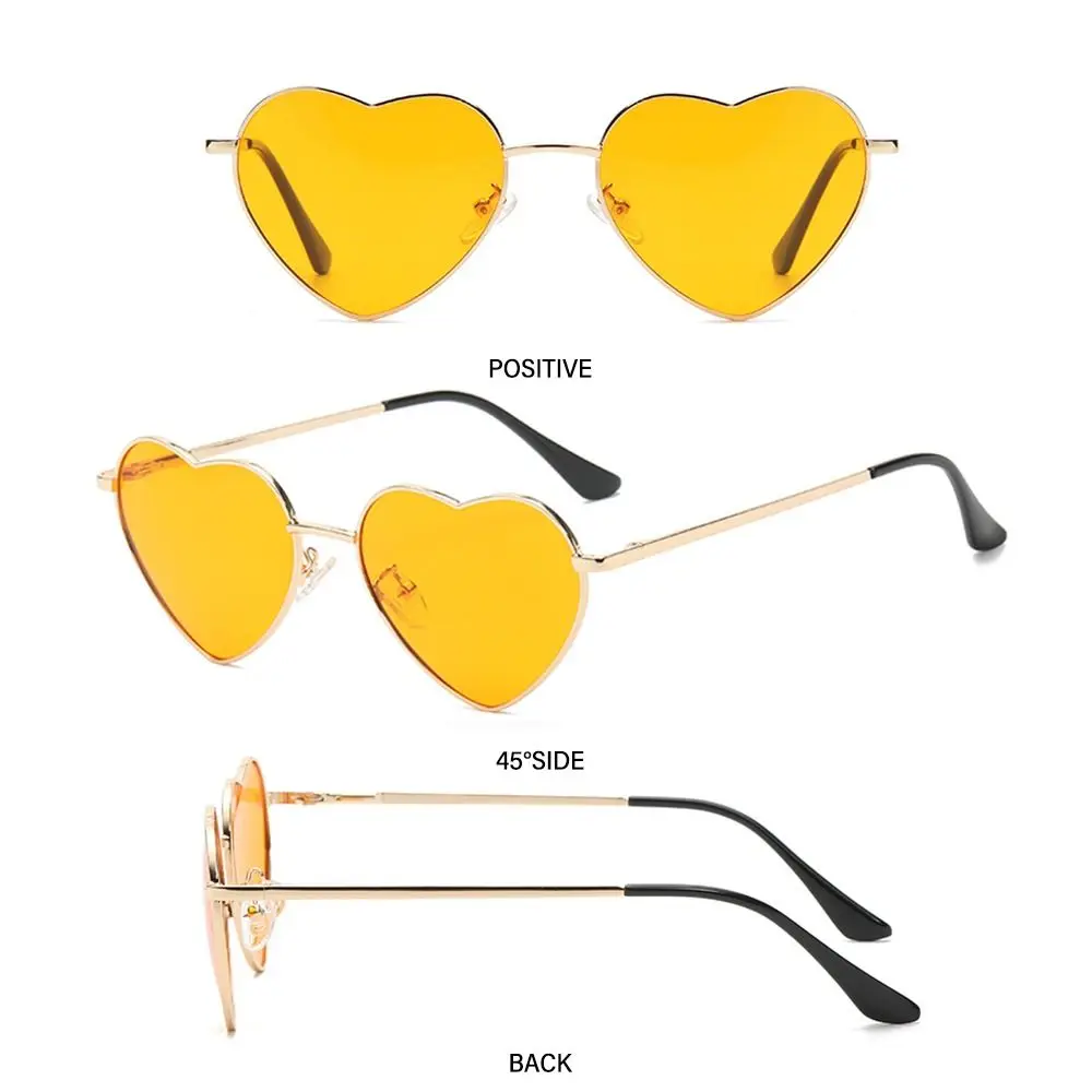 Vintage Fancy Accessories Metal Frame Shades 90s Glasses Heart Sun Glasses Heart-Shaped Sunglasses