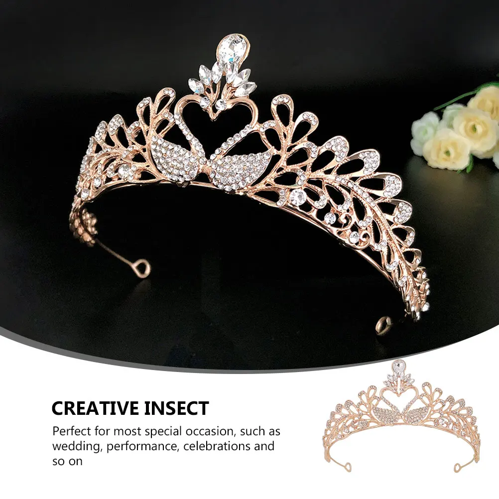 

1Pcs Rhinestone Swan Crown Tiara Wedding Bride Headdress Elegant Bride Tiara Haircut Decor Party Accessory Rhinestone Crown