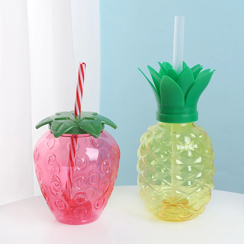 

Strawberry Pineapple With Straws Water Bottle Hawaiian Tropical Party Decoration Summer Wedding Birthday Drinking Cup Supplies