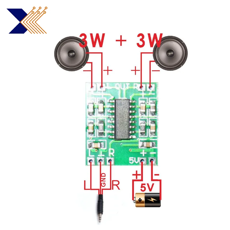 PAM8403 sound amplifier board ultra miniature digital amplifier 2 * 3W Class D 2.5-5V can be powered by USB