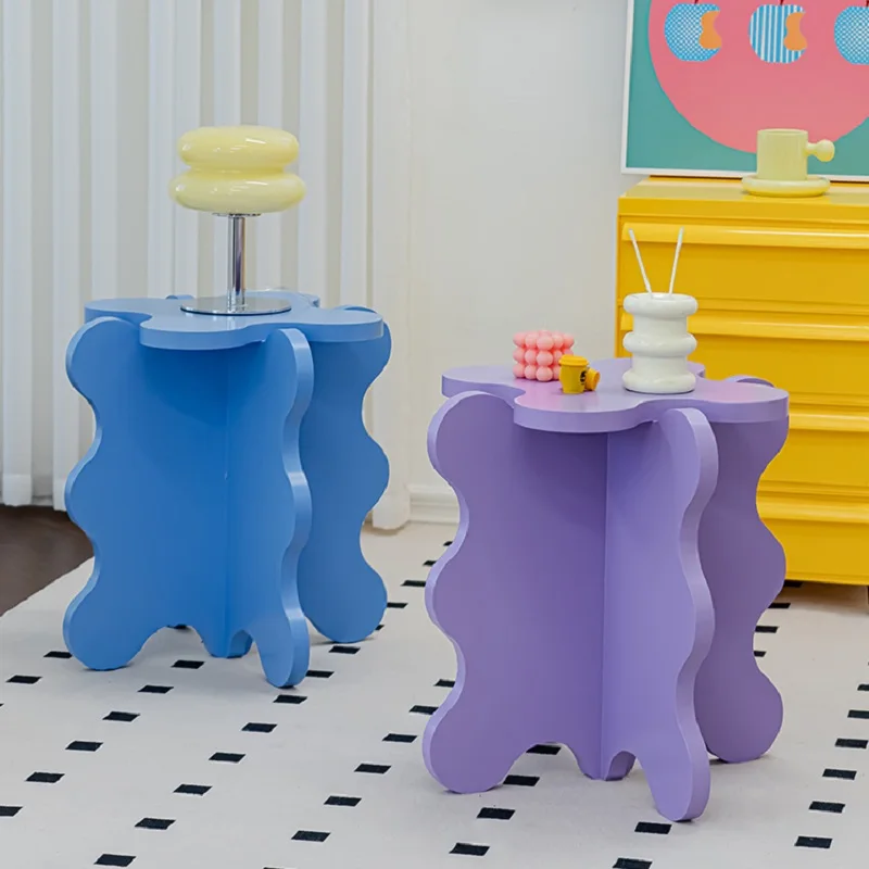 Pattern Cartoon Petal Side Table Ins Small Apartment Color Small Table Shooting Props Cream Wind Wave Corner Several Side Tables