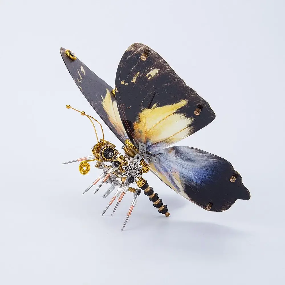 Papillon punk bricolage avec base, insectes mécaniques Cyberpunk, kit de modèle d'assemblage en métal, puzzle 3D, jouets faits à la main pour adultes et enfants