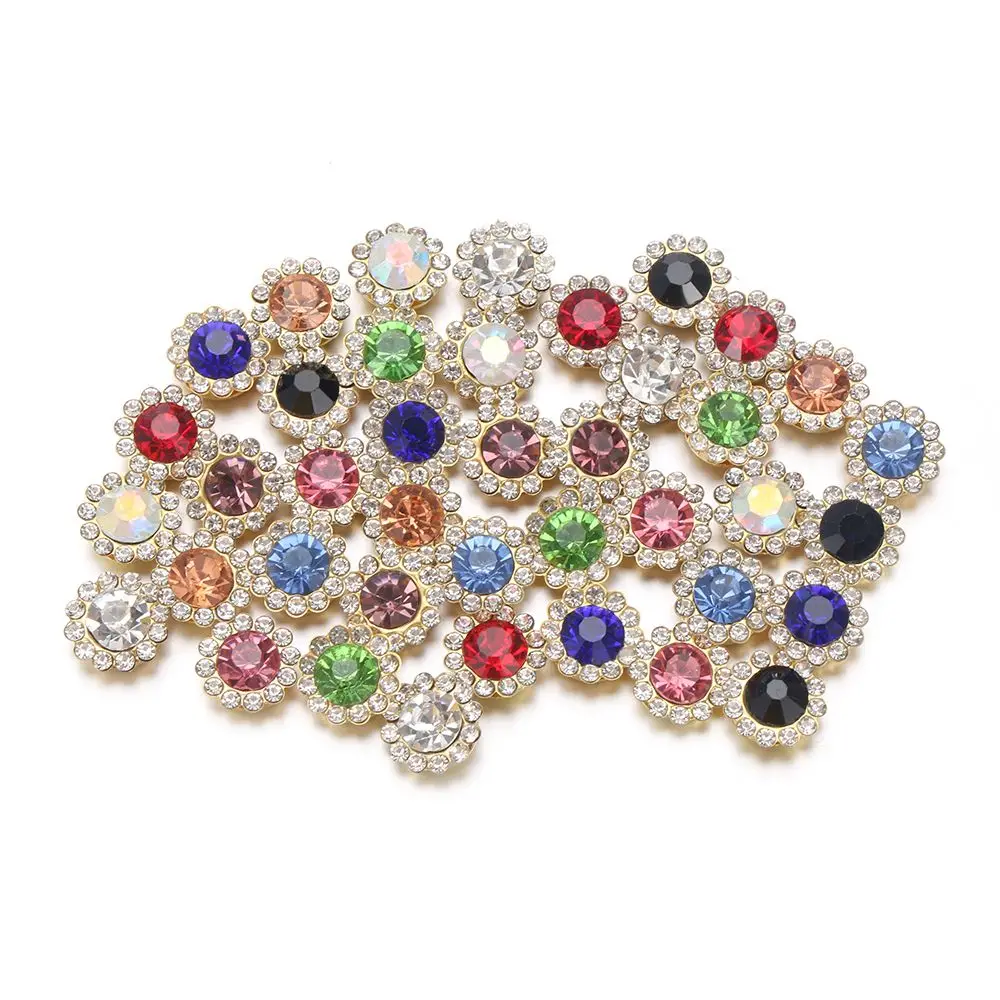 10PCS DIY Craft อุปกรณ์เสริมหมวกประกายปุ่ม Rhinestone ตกแต่งเสื้อผ้าแก้วคริสตัลหิน