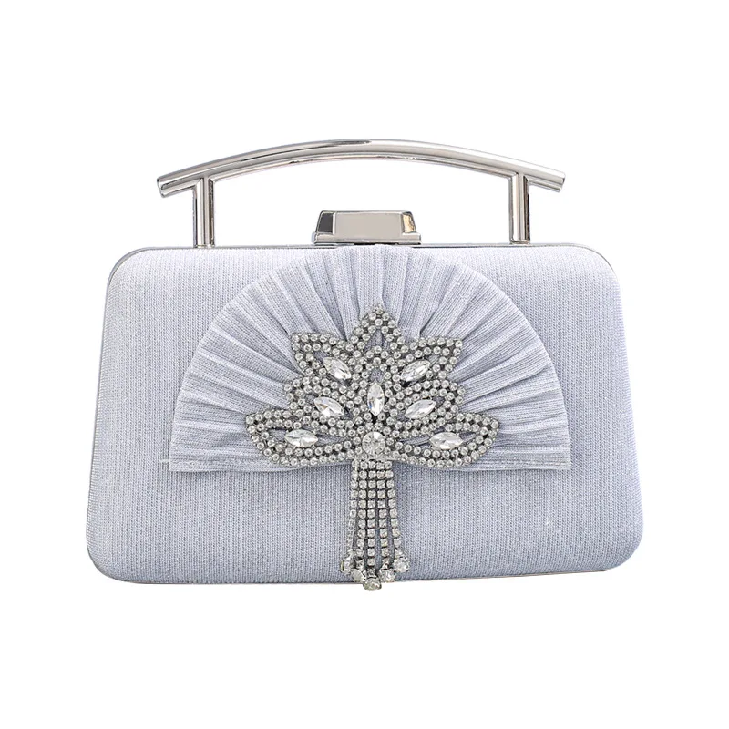 Temperament Metal Dinner Bag Banquet Bag Shiny Folded Women's Handheld Shoulder Strap Diamond Cheongsam Dress Handbag