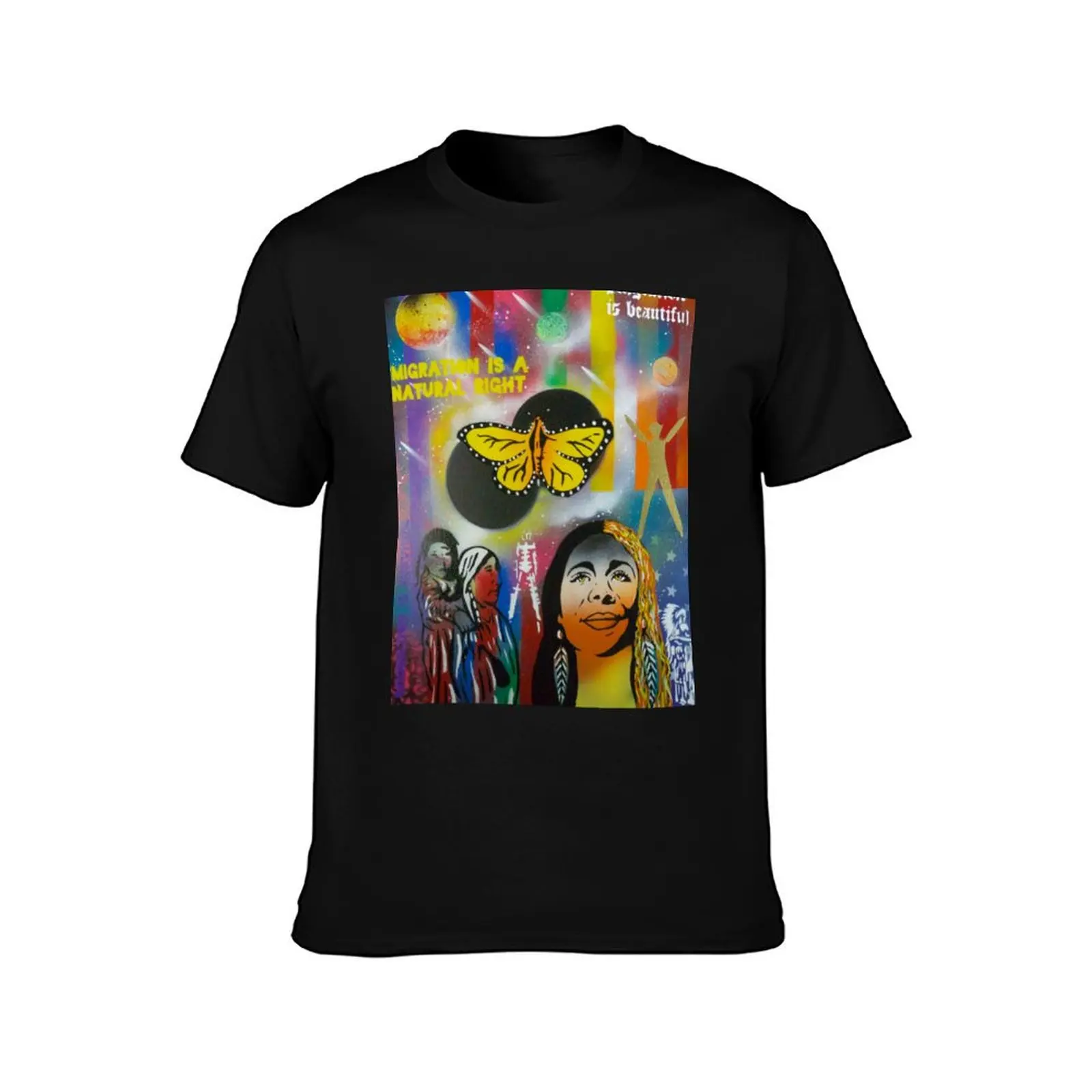 American Migration T-Shirt Summer Casual Cotton Tee Oversized Streetwear Tops Vintage Graphic Print Loose Fit Short Sleeve