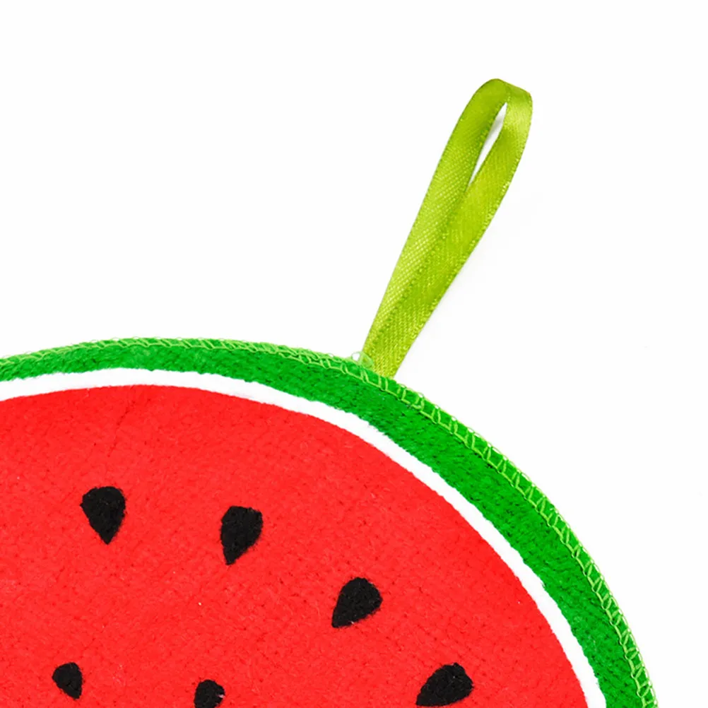 2Pcs Fruit Pattern Hand Towels Soft Absorbent Hanging Loop Kitchen Bathroom Dish Towel Cartoon Watermelon Design Quick Dry