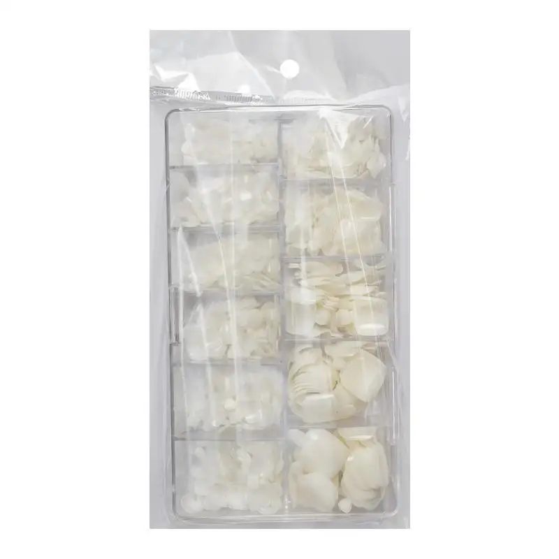 Value Pack 500PCS Full Coverage False Nail Tips 11 Sizes Transparent Natural Plastic for Nail Art Home DIY Salon