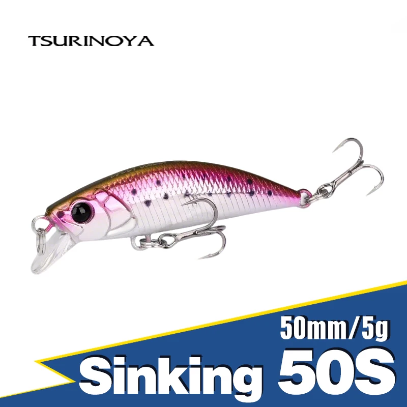 Tsurinoya 50s afundando minnow isca de pesca 50mm 5g intruder truta artificial duro iscas jerkbait fundição longa fluxo enfrentar