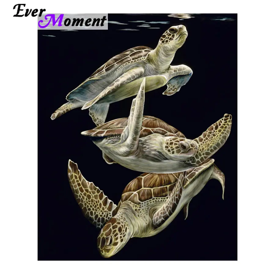 DIY الماس اللوحة ثلاثة السلاحف السباحة الماس التطريز من أي وقت مضى لحظة كامل جولة مربع دريل جدار صورة ديكور المنزل ASF978 #1