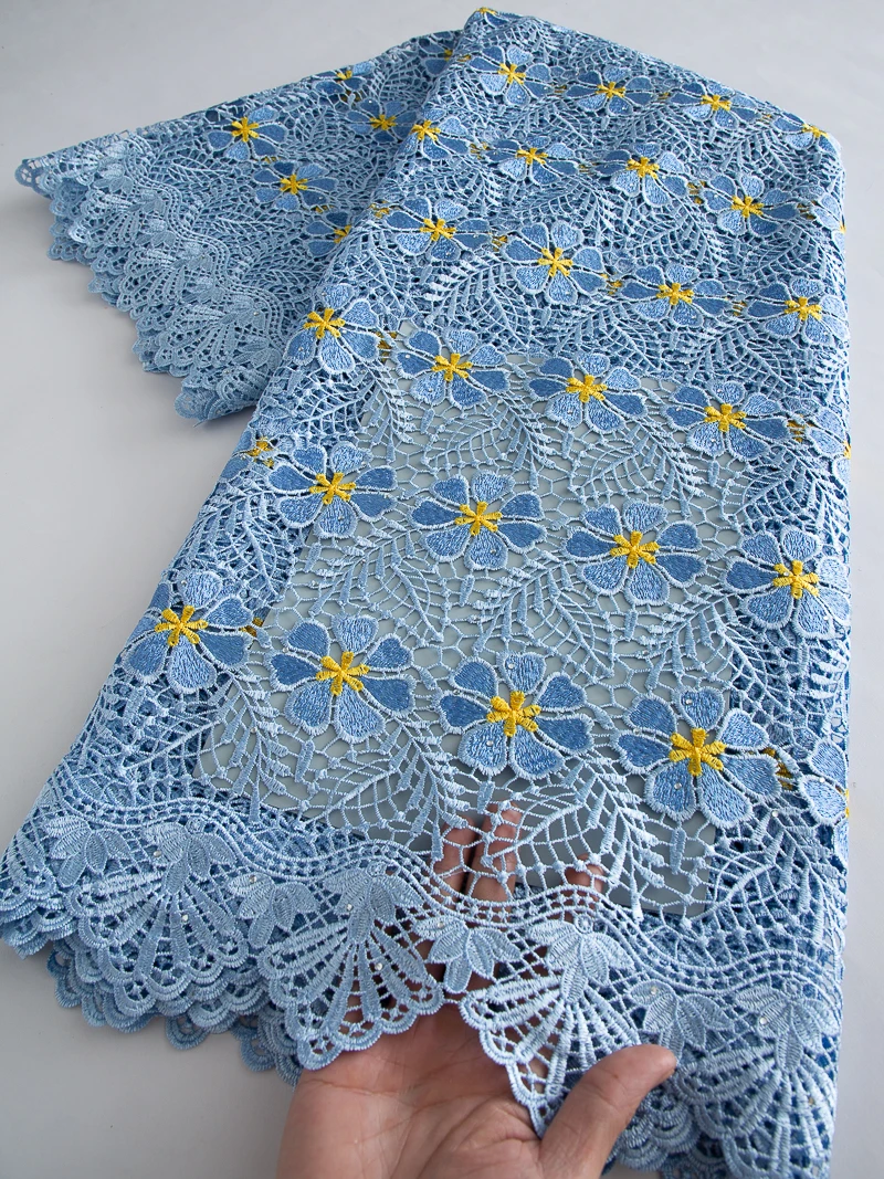 

Guipure Lace Fabric African High Quality 2026 Water Soluble Lace Embroidered Fabric with Sequins For Women Dresses,5yards TY4676