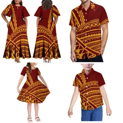 Summer Art Family Party Set Banquet Dress For Adults And Children Polynesian Family Clothing New Big Skirt Elegant Dress