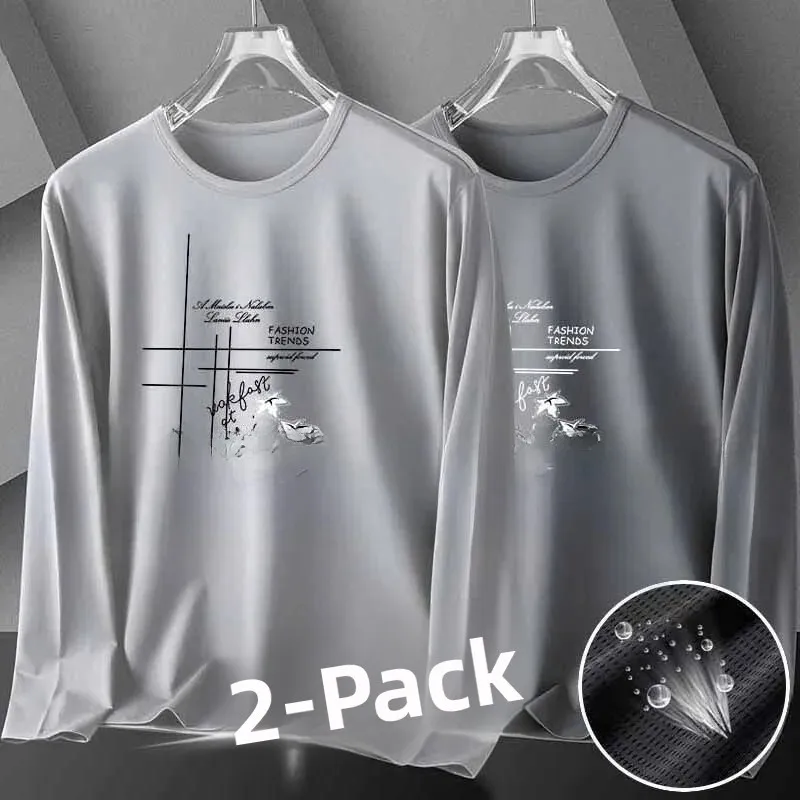 Ice Silk Long Sleeve T-Shirt Men's Summer Thin Quick Dry Air Conditioning Mesh Breathable Sun Protection Outdoor Base Shirt