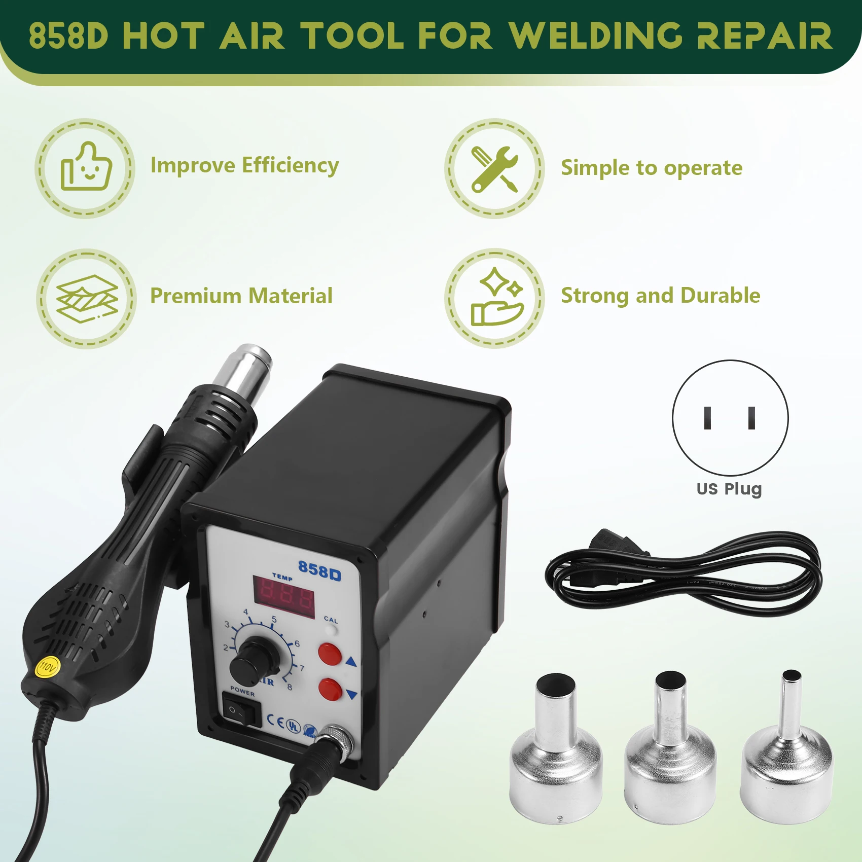 

Паяльная станция YHYS 858D BGA с термофеном для ремонта и пайки, с вилкой стандарта США