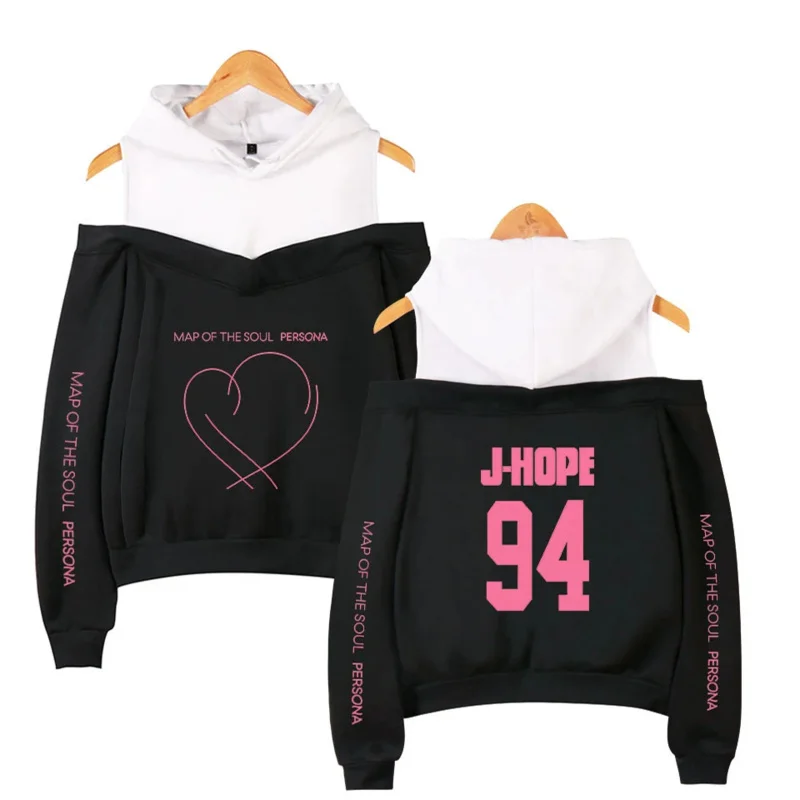 Map of the soul persona Sweatshirts JIMIN RM JUNG KOOK Women hip hop casual off shoulder Hoodies Fans Present For Youth Girls