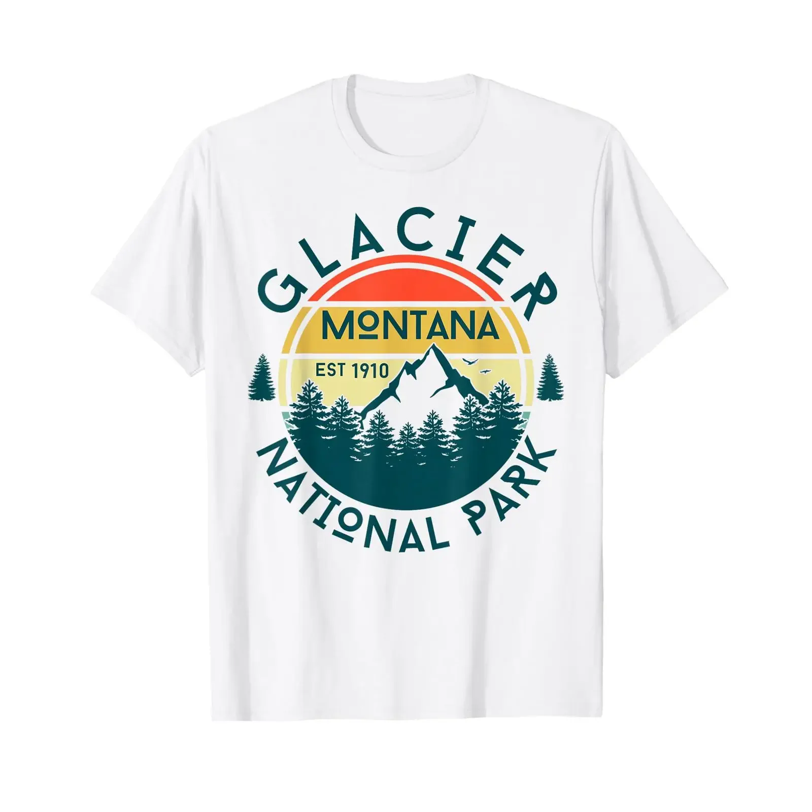 Glacier National Park Montana Hiking Nature Outdoors T Shirt vintage Washed Casual Comfortable Breathable Versatile graphic