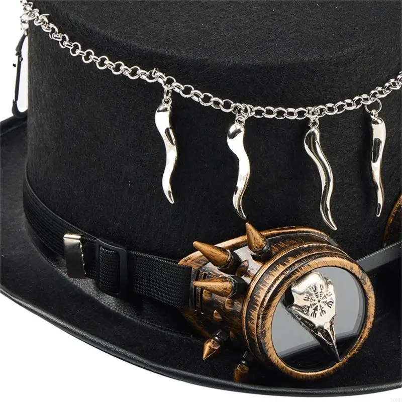Einzigartiger Steampunk-Hut mit Totenkopf-Design, Unisex-Modehut für Cosplay und Halloween Y08E – Detail 8
