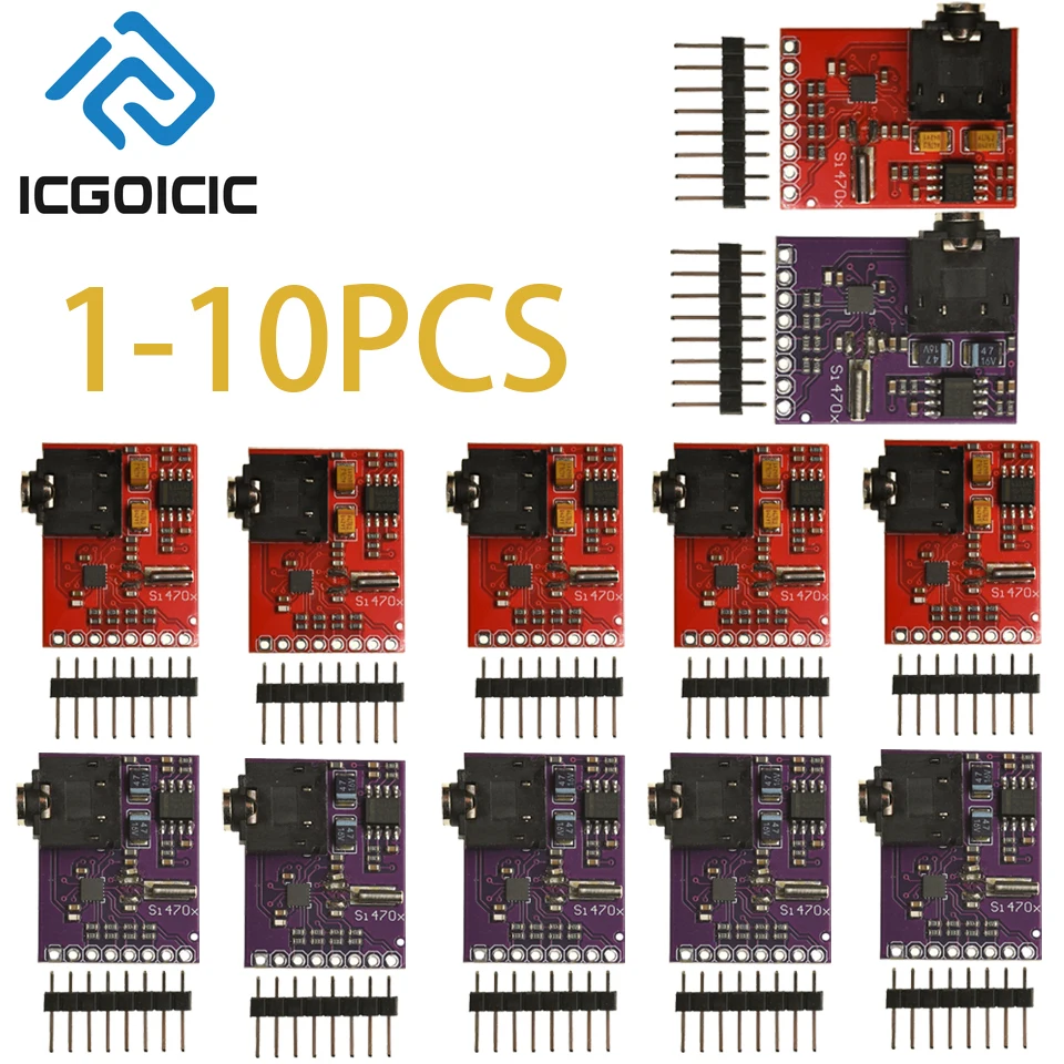 1-10PCS FM-radio-ontvangermodule met RDS – Si4703 compatibel, I2C-interface voor Arduino ESP32 Raspberry Pi audioprojecten