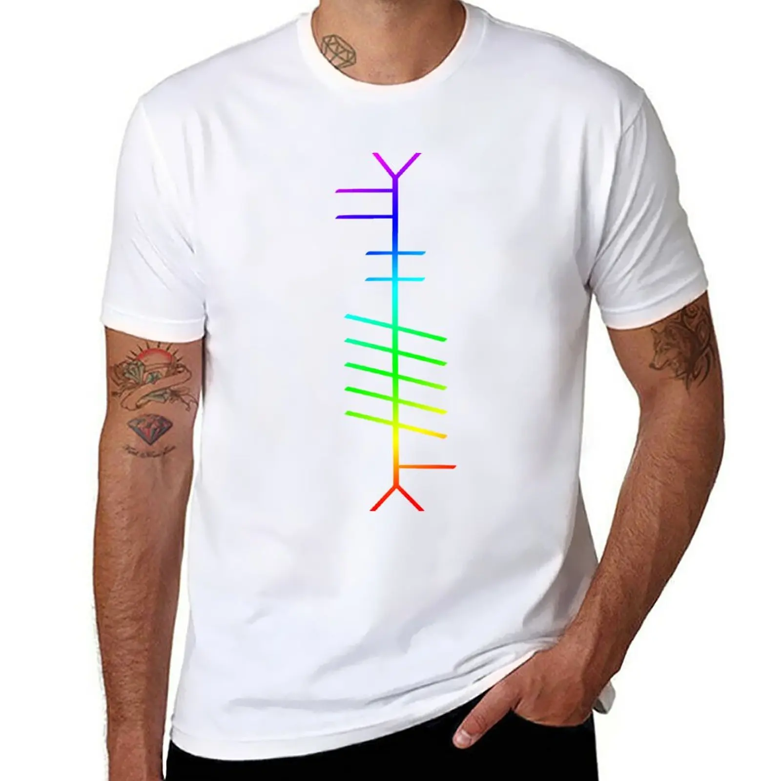 

New Irish Ogham - Brod (Pride) - Rainbow T-Shirt quick-drying t-shirt anime clothes man clothes Men's clothing