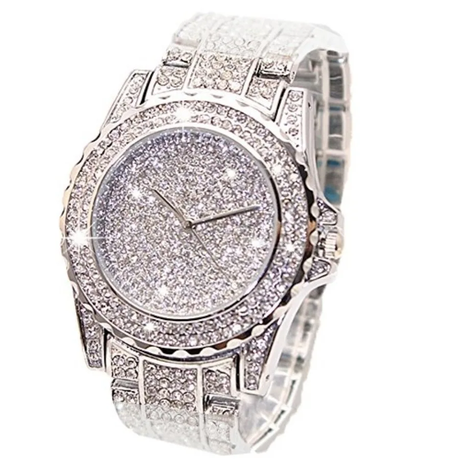 

Luxury Women Watch Bling Bling Fashion Jewelry Crystal Diamond Rhinestone Ladies Watches Steel Band Round Dial Analog Clock Cla