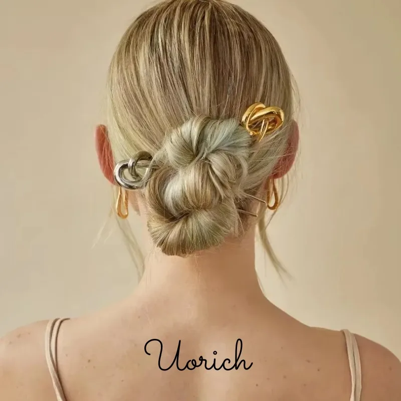 Uorich Fashion Premium Metallic Trend Stainless Steel U-shaped Hair Stick Women Simple Hairpin Hair Jewelry Accessories Headwear