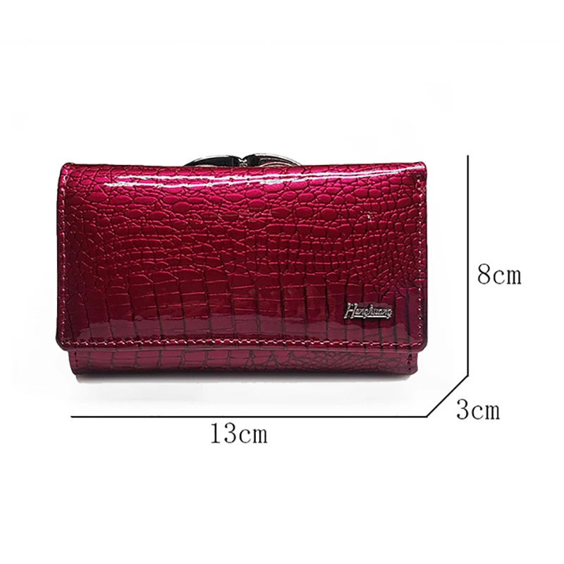 Luxury Women\'s Patent Leather Wallet Euro-American Style Coin Purse Designer Cowhide Crocodile Pattern Compact High Quality