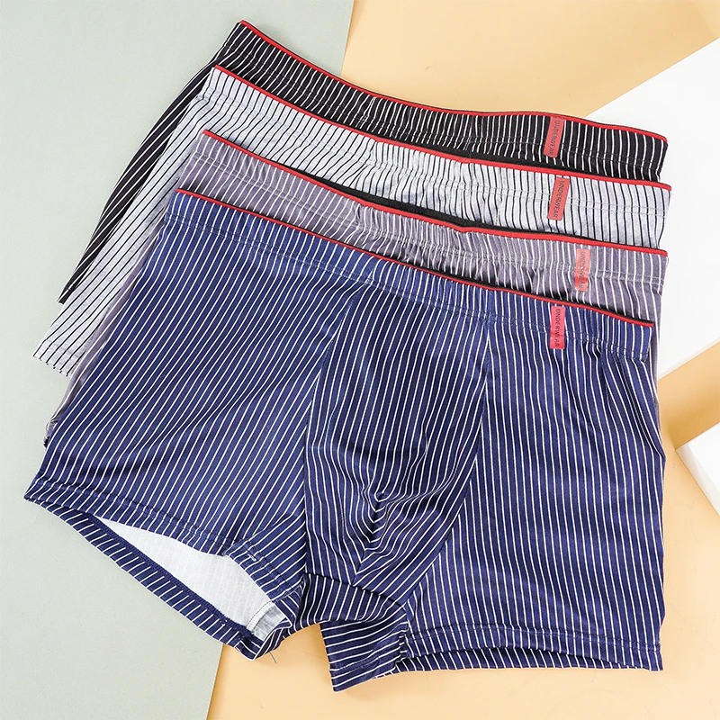 4 Pcs Men Boxer Shorts Underwear Sexy Striped Lingerie Panties Boxershorts Men Undeerwear Fashion Underpants