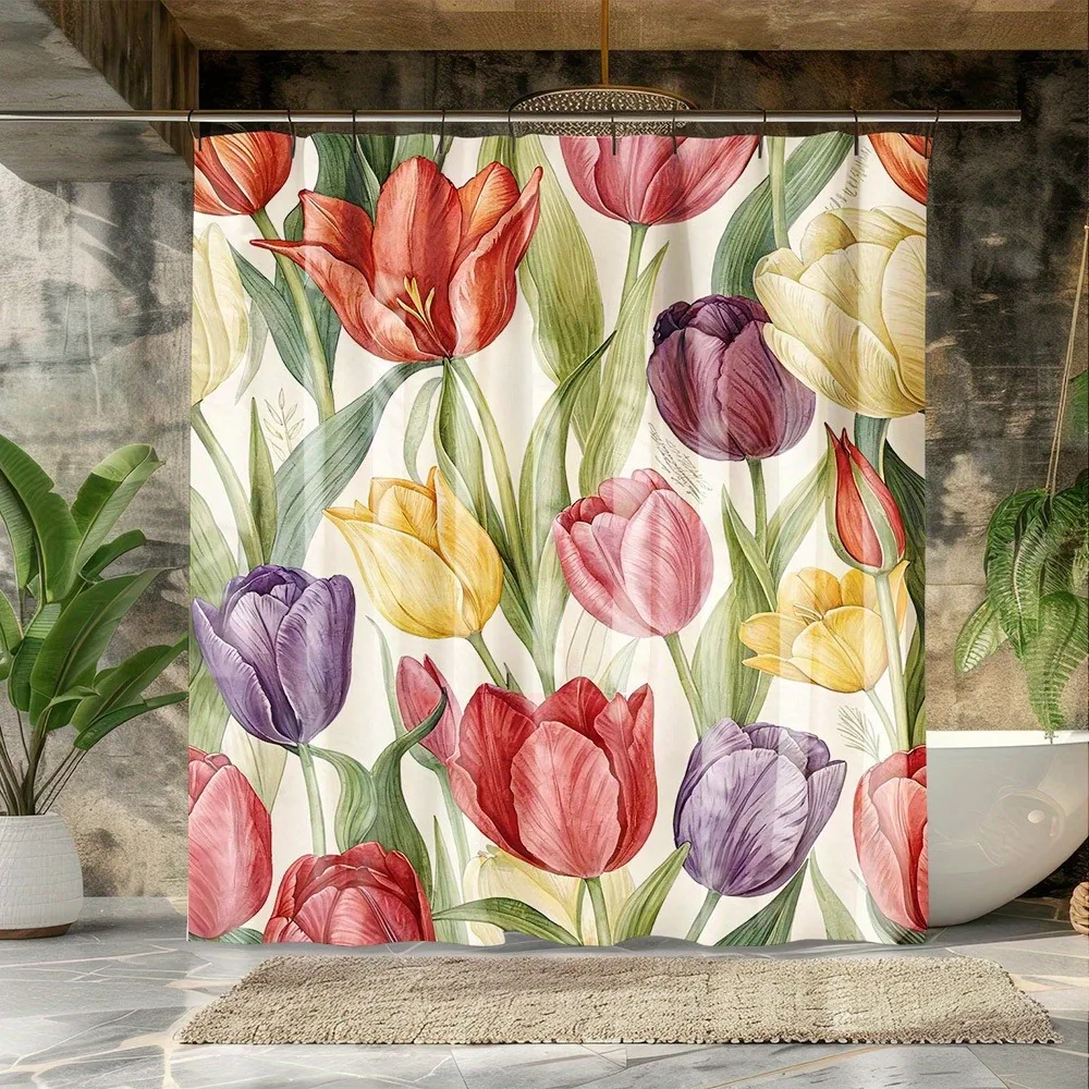 

Сельский стиль, свежая и элегантная занавеска для душа, моющаяся грязеотталкивающая насадка для душа, водонепроницаемая полиэстеровая занавеска для ванны