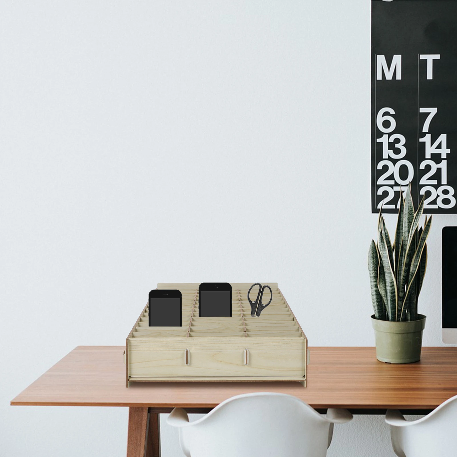 

Wooden Phone Storage Box 32.6x20x17.5cm Smooth Polished Multi Grids Desk ganizer Office School Supplies Container
