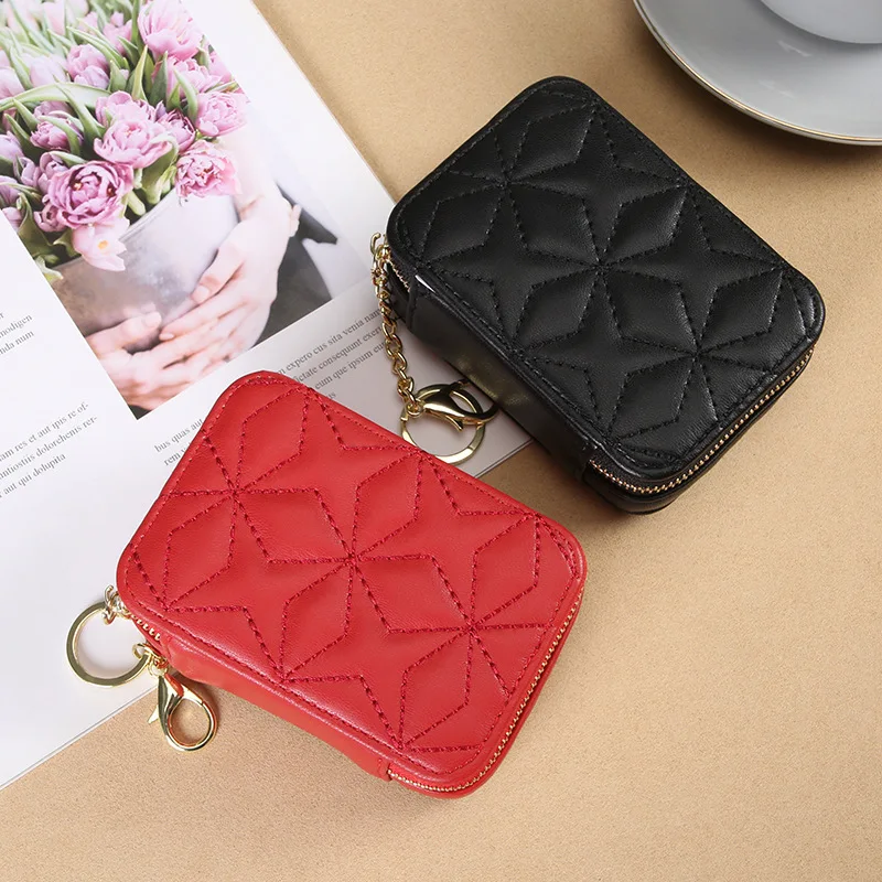 Mini Makeup Bag with Mirror Mouth Red Bag Fashionable Portable Convenient Key Bag Storage Large Capacity Beauty Bag