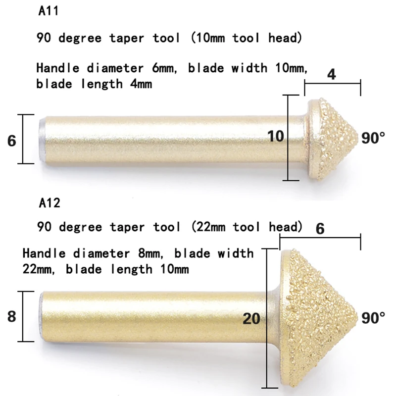 Wiertła diamentowe do lutowania, frezy stożkowe CNC do grawerowania marmuru i granitu, narzędzia do cięcia marmuru.