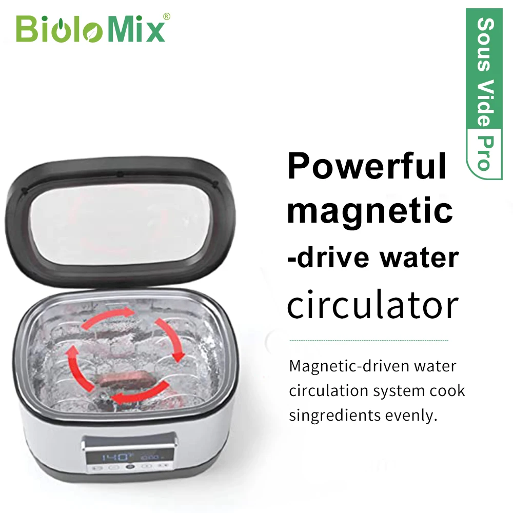 BioloMix 6th Generation Stainless Steel Sous Vide Oven Pro 8L Touch Control Accurate Temperature Water Circulator Bath Cooker