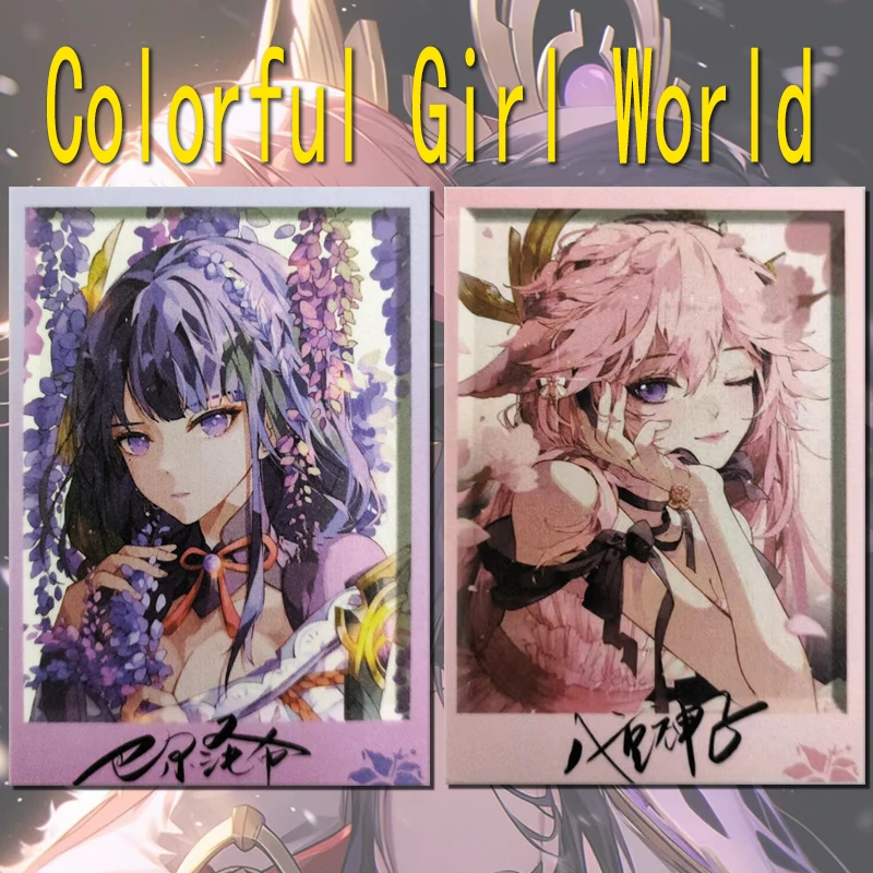 New Anime Goddess Story Colorful Girl World HI card Yae Miko beelzebu Ningguang Ganyu Game Collection uomo regalo di compleanno