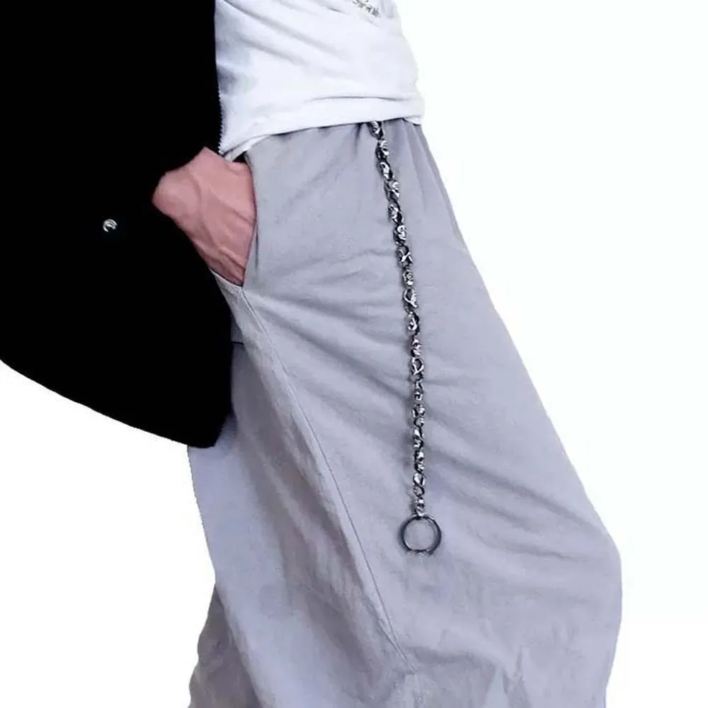 موضة كول الجمجمة السراويل سلسلة قابل للتعديل الفضة الرجال الجينز سلسلة المفاتيح مجوهرات اكسسوارات الشرير سبيكة الخصر ديكور الرجال
